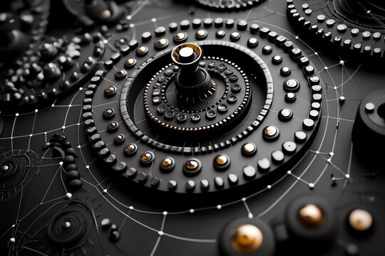 Algebraic functions mapped out on a Cartesian plane with curves, lines, and points forming a visual representation of abstract math