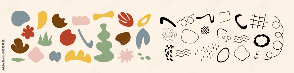 Aufkleber set of vector abstract shapes. isolated creative objects of various shapes. modern color geometric t