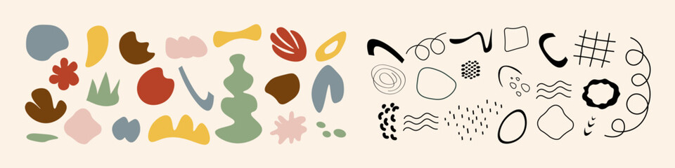 Set of vector abstract shapes. Isolated creative objects of various shapes. Modern color geometric template for design. Illustration in flat style.