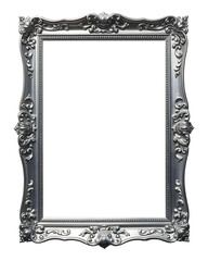 Vintage Silver frame isolated on transparent background