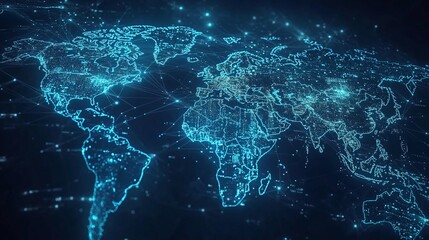 Global digital network with illuminated data points