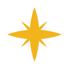 Fototapeta premium Yellow light burst star vector. Sharp glowing flash effect icon isolated