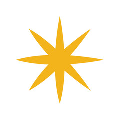 Fototapeta premium Yellow light burst star vector. Sharp glowing flash effect icon isolated