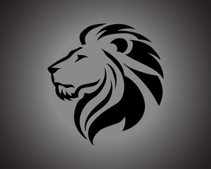 A simple black and white logo of a Lion