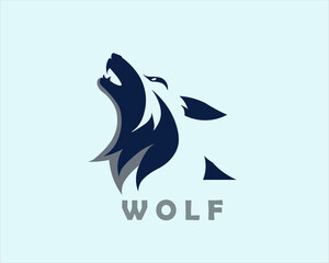 Minimalist Wolf Silhouette on Soft Cyan Background
