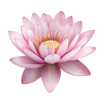 recommend clip art: A detailed and vibrant pink lotus flower in the style of clip art, isolated on a transparent background.