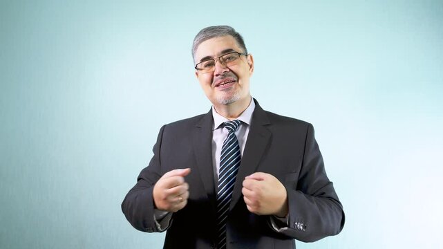 A man in a suit makes false promises, claiming everything will be fine. Concept of deceitful politician or businessman, promising and not delivering.
