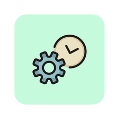 Management line icon. Clock, time, gear. Management concept. Vector illustration can be used for office work, job, training