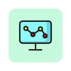 Marketing analysis line icon. Computer screen, dynamic, graphic. Online market concept. Vector illustration can be used for topics like ecommerce, marketing, internet