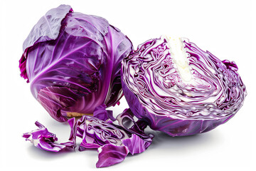 Obraz premium Fresh Red cabbage or purple cabbage, isolated on white background.