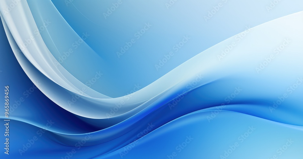 Poster a smooth gradient of blue tones with flowing curves, creating a serene and calming abstract backgrou
