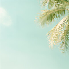 A palm tree is shown in the foreground of a blue sky background