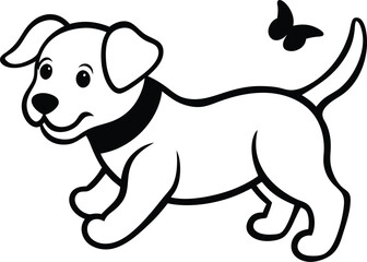 Cute Puppy and Butterfly Vector Graphic for Delightful Playful Scenes






