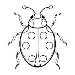 Cute Ladybug Vector Illustration Cartoon, Clipart, and Line Art Design.eps