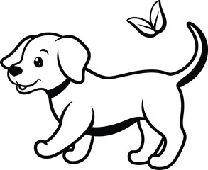 Joyful Puppy Chasing Butterfly Vector Art for Fun and Playful Designs
