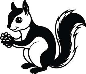 Endearing Vector Art of a Baby Squirrel with Nut Collection
