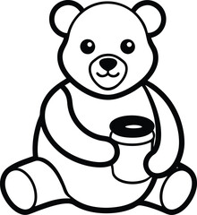 Sweet Baby Bear Holding Honey Jar Vector Design
