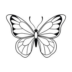 Butterfly Vector Illustration - Cartoon Clipart and Line Art Design.eps