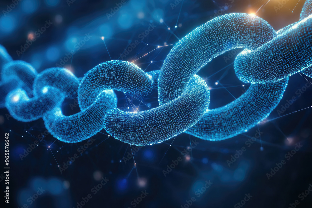 Aufkleber abstract concept of blockchain technology creating a secure digital chain connecting data with a fut