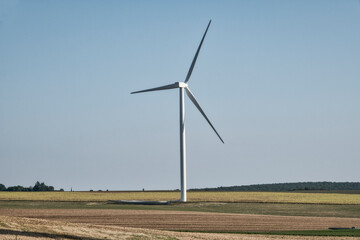 Green energy from Wind Farm in Forterre, Burgundy, France. Wind power station.