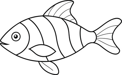 Elegant Fish Line Art Vector for Coloring Book
