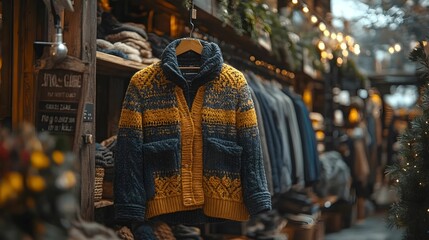 Naklejka premium A clothing store with stylish, comfortable pieces that catch the eye. The inviting display showcases a variety of trendy outfits, making each item look desirable and perfect for any occasion.