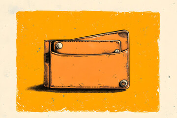 "1950s Illustration of a Wallet on Blank Background"