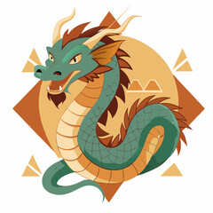 Naklejka premium Stylized dragon illustration for T-shirt print design in vibrant colors