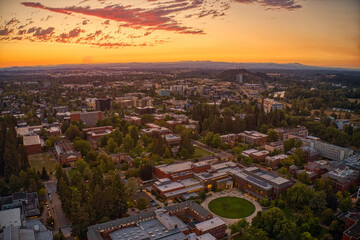 Aerial View of a large Public University in Eugene, Oregon