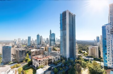 Fototapeta premium Urban development in the rays of the sun