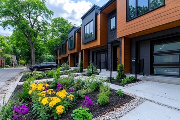 Real estate agent preparing to sell a newly constructed townhouse with modern amenities and a spacious open floor plan