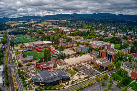 Aerial View of a large Public University in Corvallis, Oregon
