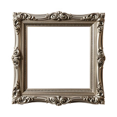 Vintage Silver frame isolated on transparent background