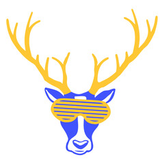 True Deer Stag Wild Forest Animal Funny Listening Headphone Sunglasses Music Listen Loud Bass Sound DJ Party Night Clubber Raver Disco Club Band Concert Techno Discothek Cool Love Humor Turntable Fun