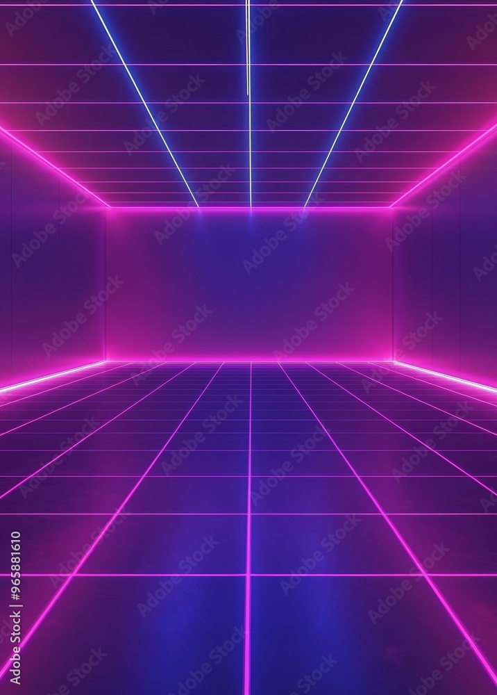 Poster dark abstract background. stage with neon lights on an empty stage. background of an empty show.