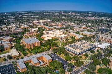 Aerial View of a large Public University in Denton, Texas