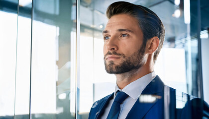Fototapeta premium Businessman with Reflective Surfaces