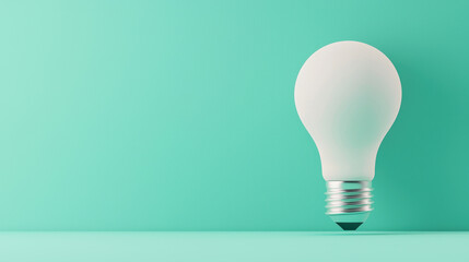 Lightbulb with human head, idea and innovation fusion, flat design illustration, with copy space
