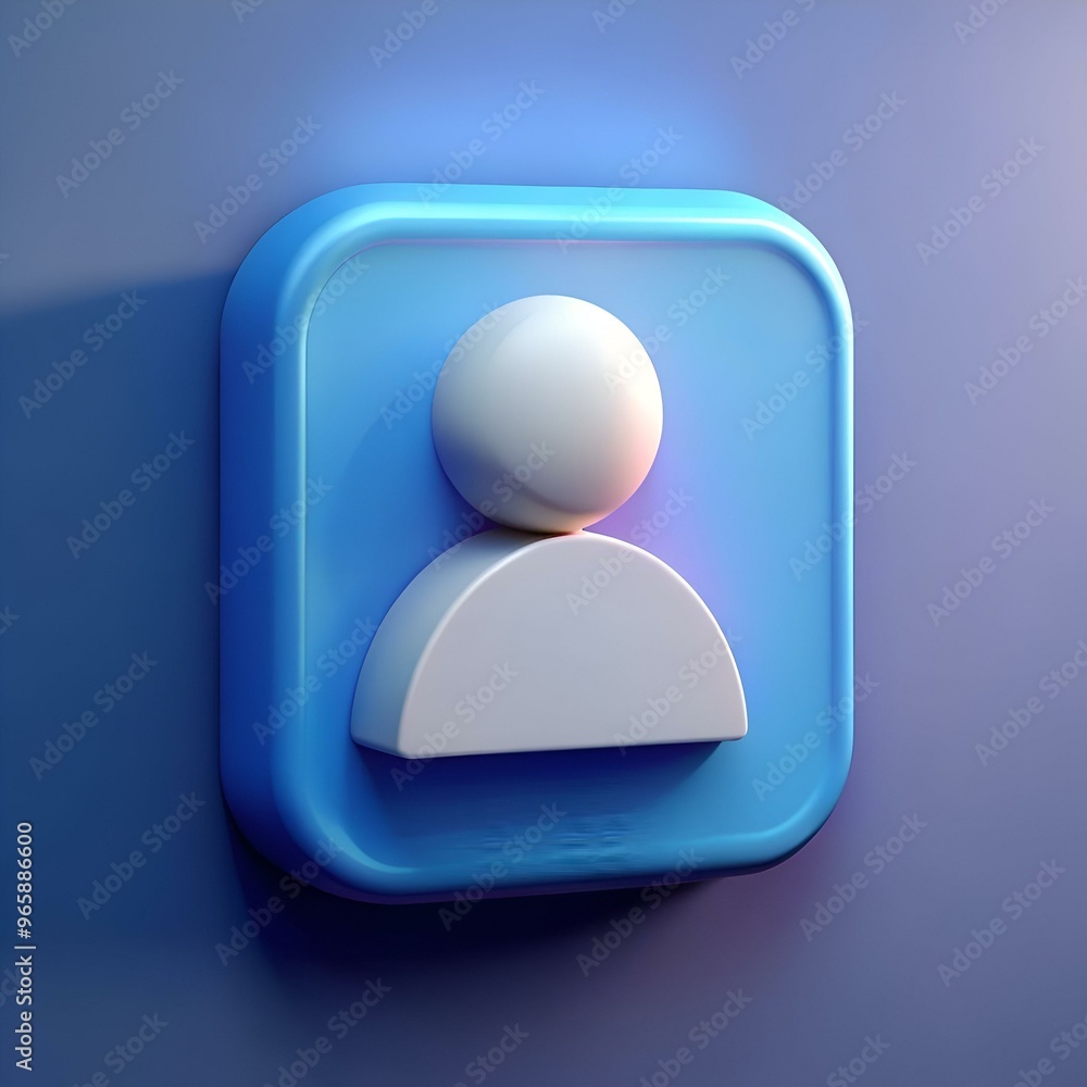 Wall mural 3D render of a blue user icon. representing profile. account. or person.