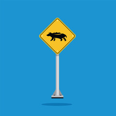 road sign icon, badger crossing on yellow rhombus. board.suitable for poster use and web icon