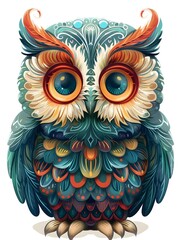 Whimsical Stylized Owl Icon with Oversized Eyes and Playful Expression