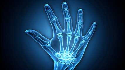 Naklejka premium detailed illustration of hand bones in x-ray view with soothing blue tone and minimalist style
