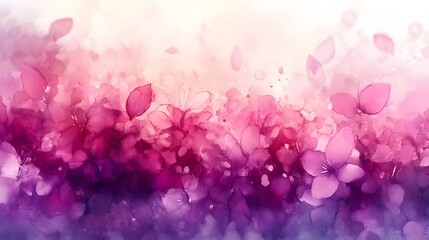 Obraz premium A muted watercolor scene featuring soft pinks and purples with a gentle bokeh effect, creating a light, romantic feel.