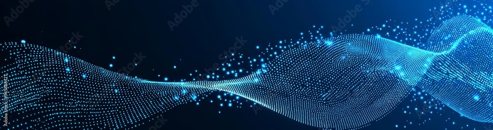 Aufkleber Stylish abstract point wave. Flowing background with a dynamic wave. Connecting background. Abstract wave. Stock image. Big data technology 3d rendering.
