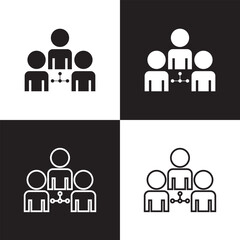 collaboration icon, people group connection icons - teamwork share, connect icon. Isolated on White and black Background. Vector illustration. EPS 10