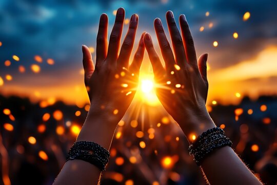 Spiritual energy vibrating in a group chant as voices join together, creating a resonant harmony that fills the air
