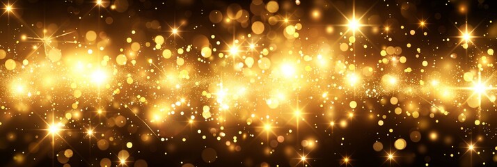 Fototapeta premium Golden Glitter and Sparkle Background with Glowing Stars, Perfect for Holiday Designs