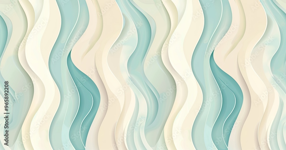 Poster a smooth, abstract wave pattern in soft colors, perfect for backgrounds or design elements.