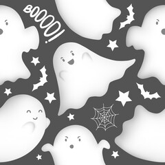 Cute ghost Halloween pattern seamless background illustration