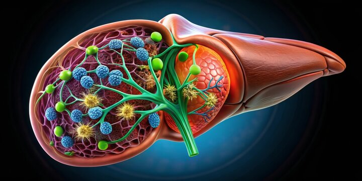 emphasizing liver lobule cellular components